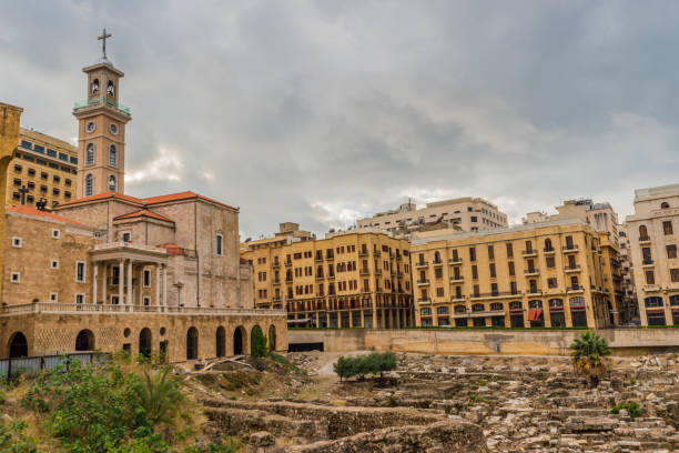 Down Town Beirut showing in the Background the Historical Roman Ruins