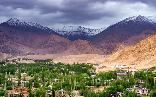Scenic landscape view of Himalaya mountain in Ladakh region of India