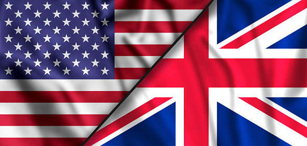 The concept of political relationships the United States, USA with United Kingdom, UK. 3d illustration.