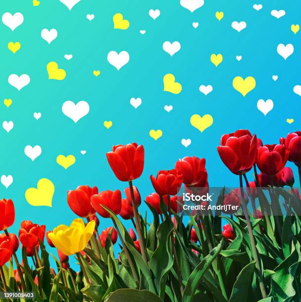 Abstrakt Background With Tulips For Greeting With A Happy Valentine Vintage Style Stock Photo - Download Image Now