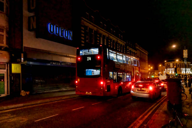 Telephone booth in the city at night street
