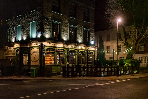 The Prince Albert, Charrington's pub, Camden High Street in North London, England, UK.