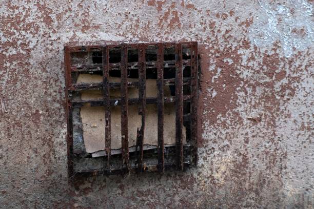 istock Civilian defense shelter extract, old rusty ventilation 1391009178