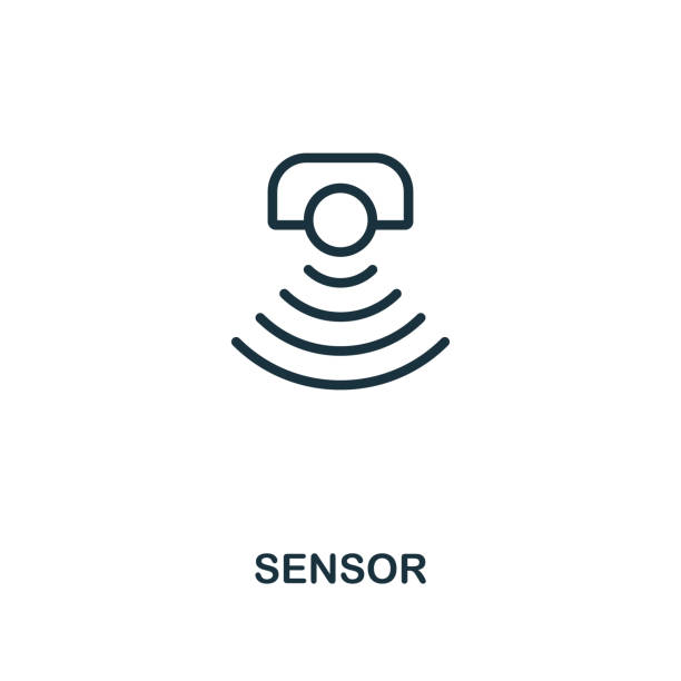 umrissstil des sensorsymbols. thin line creative sensor icon für logo, grafikdesign und mehr - sensor stock-grafiken, -clipart, -cartoons und -symbole