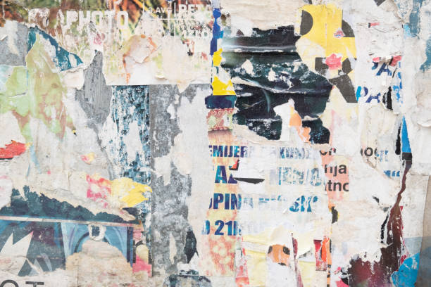 istock Old street poster background. Torn and ripped abstract paper texture 1391011628