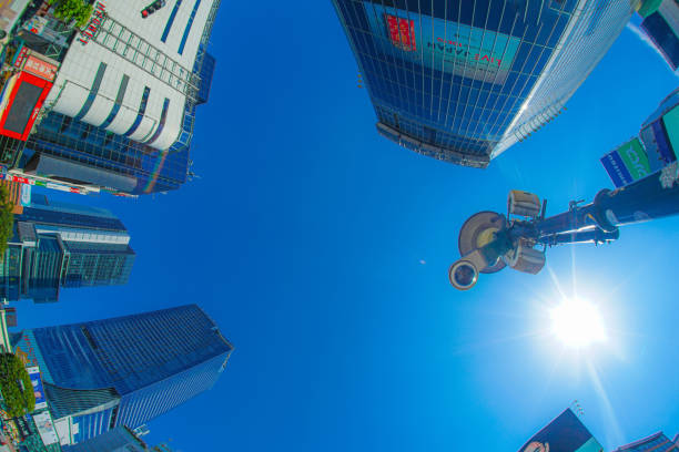 istock Shibuya townscape and blue sky 1391014602