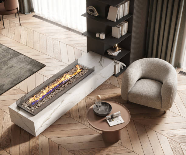 istock Open fire chimney in a cosy apartment 1391018244