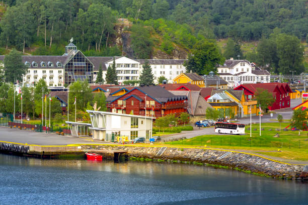 флам, скандинавия, норвегия вид с воздуха - aurland стоковые фото и изображения