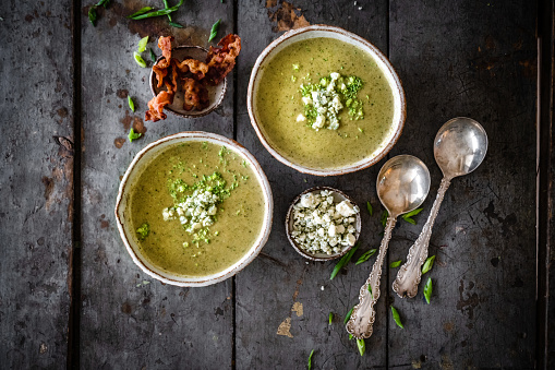 Broccoli and blue cheese soup, Quebec, Canada