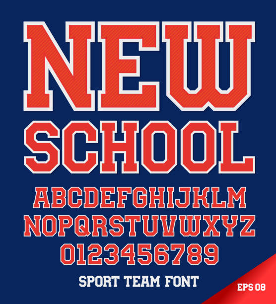 ilustrações de stock, clip art, desenhos animados e ícones de classic style sport team font. letters and numbers vector illustration. - retro revival basketball american culture sport