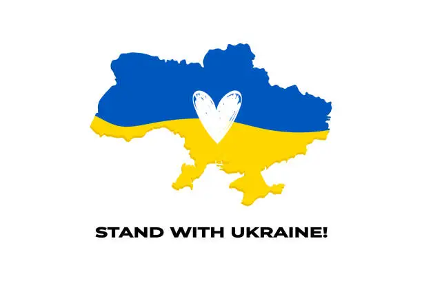 Vector illustration of War in Ukraine. Russia invaded Ukraine. Russian aggression against Ukraine. Stop Putin. Pray for Ukraine. Stand with Ukraine.