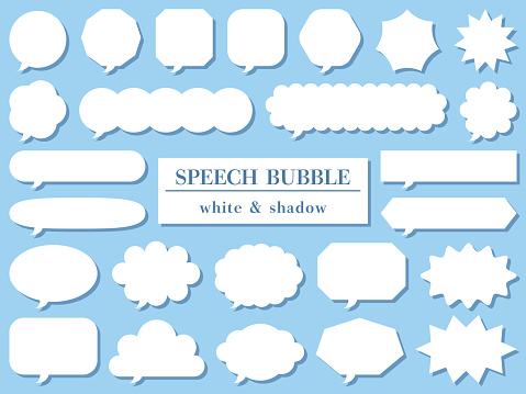 Vector illustration of Set of white and shadow speech bubbles