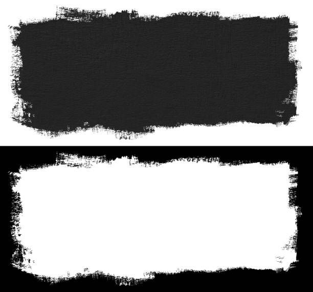 Black block of paint brush Hand painted black block of paint texture isolated on white background with clipping mask (alpha channel) for quick isolation. Easy to selection object. brush stroke photos stock pictures, royalty-free photos & images