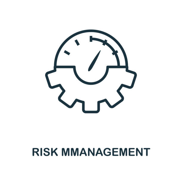 gliederungsstil des risikomanagementsymbols. thin line creative risk management icon für logo, grafikdesign und mehr - security security system security staff control stock-grafiken, -clipart, -cartoons und -symbole