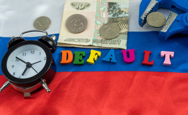 istock Default in Russia on color flag 1391029467