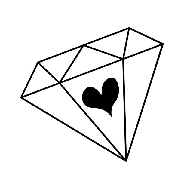 diament z sercem. magiczny element w stylu doodle. - tatuaże z diamentami stock illustrations