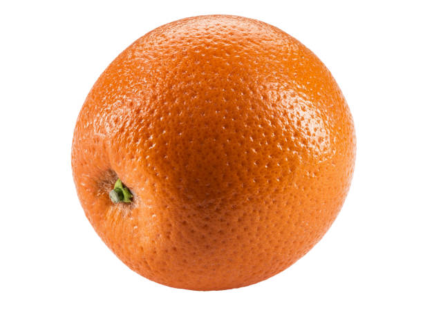 テキストや画像のコピースペースで白い背景に分離された熟したオレンジ。ジューシーな肉の果物。側面図。クローズアップショット - isolated on white full length lifestyles yellow ストックフォトと画像