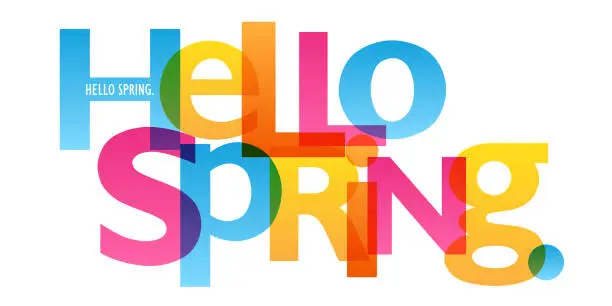 Vector illustration of HELLO SPRING. colorful typography banner