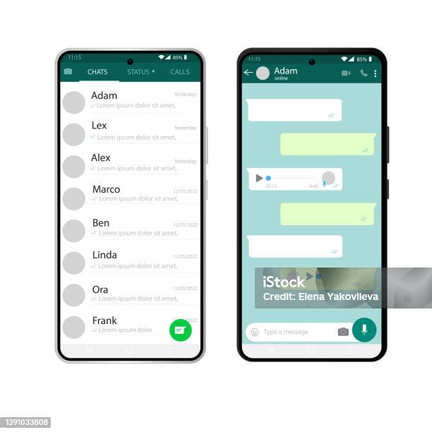 Whatsapp Interface Template On Mobile Phone Stock Illustration - Download Image Now - Template, Device Screen, Smart Phone