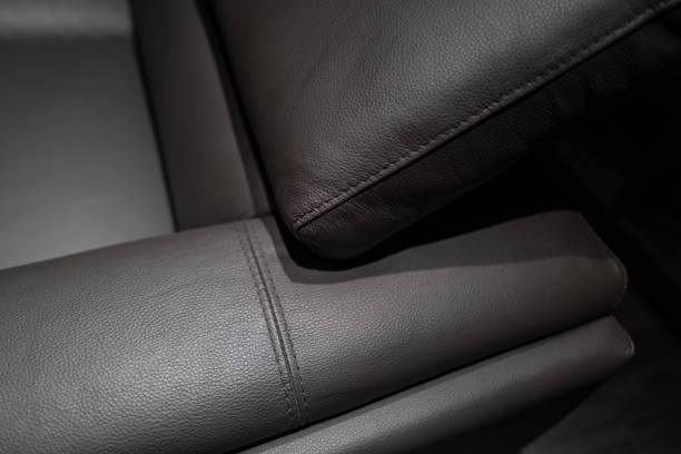 istock Partial close-up of dark gray sofa 1391036001
