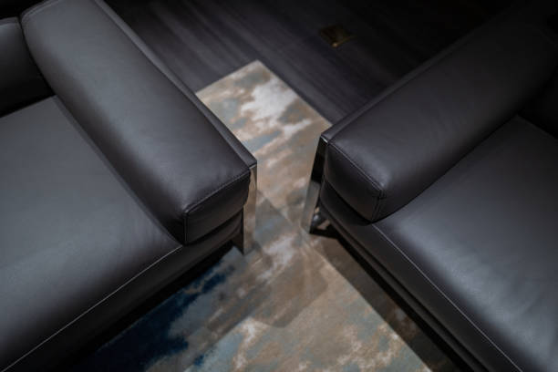 istock Partial close-up of dark gray sofa 1391036611