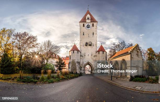 Ostentor Regensburg Im Gerbst During The Day Stock Photo - Download Image Now - Regensburg, Autumn, Ancient