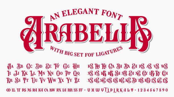 ilustraciones, imágenes clip art, dibujos animados e iconos de stock de una elegante tipografía de moda - serifa letra de imprenta