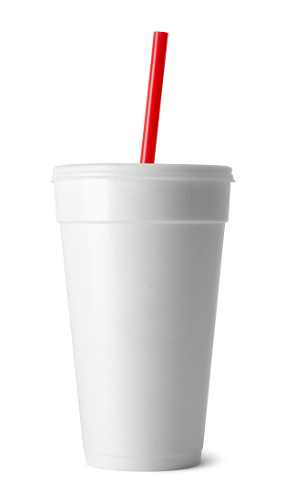 Soda Cup With Straw Cut Out on White.