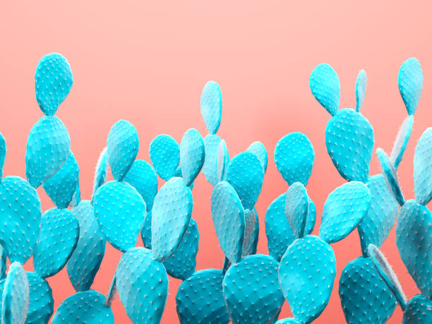 istock Cactus pastel colored art gallery Style. Creative cacti concept. 3D reendering 1391048125