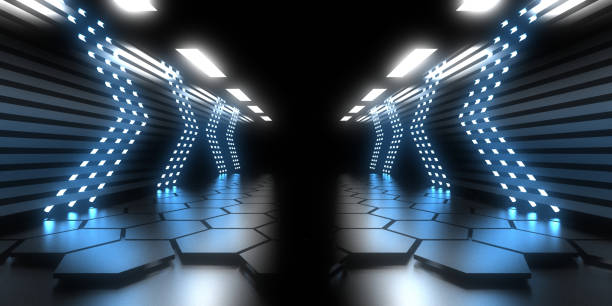 istock 3D abstract background with neon lights. neon tunnel  .space construction . .3d illustration 1391048261