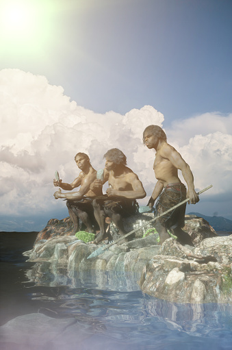 caveman tribe people's render 3d