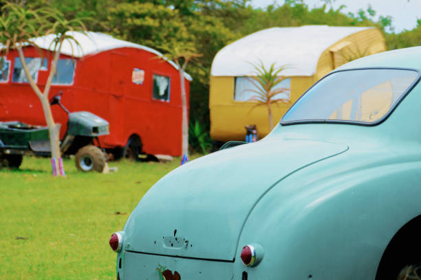 Car and caravans in trailer park