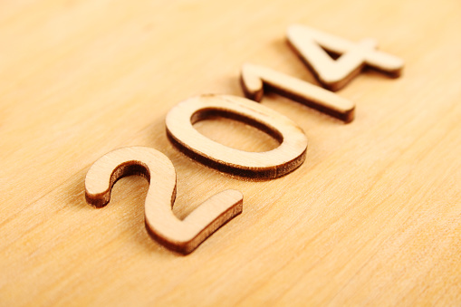 Wooden number in 2014. New Year