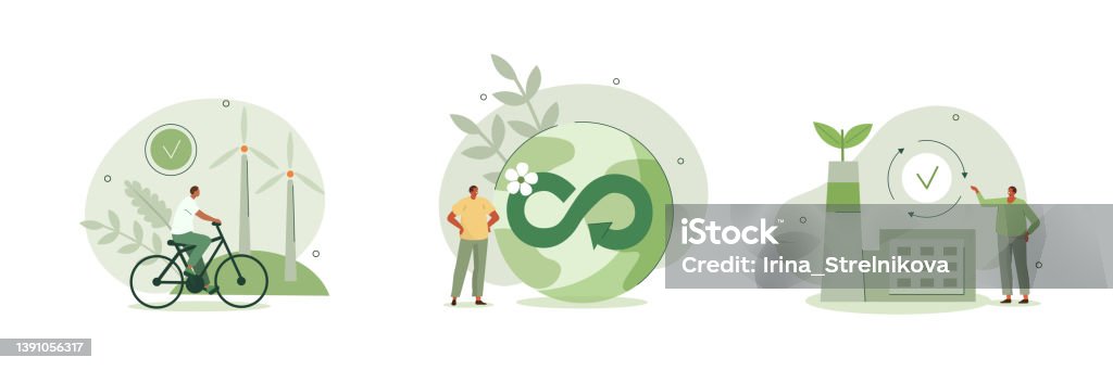 circular economy set - Royalty-free Recurso Sustentável arte vetorial