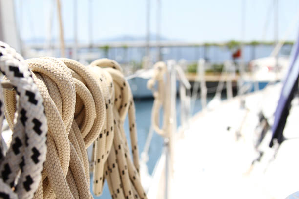 Close-up of a rope on a yacht weigh Lei