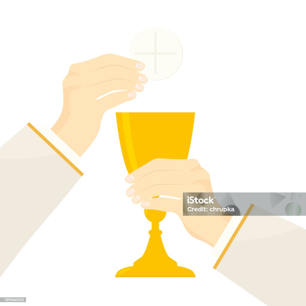 Image Calice Prêtre Tient Le Calice Et La Sainte Hostie Célébration De La Messe ...