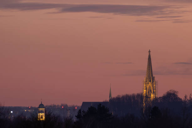 Regensburg cathedral spires in the last light
