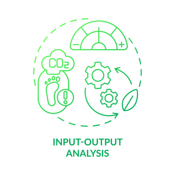 Input output analysis green gradient concept icon Input output analysis green gradient concept icon. Science research. Method of industrial ecology abstract idea thin line illustration. Isolated outline drawing. Myriad Pro-Bold font used infographic vector input output stock illustrations