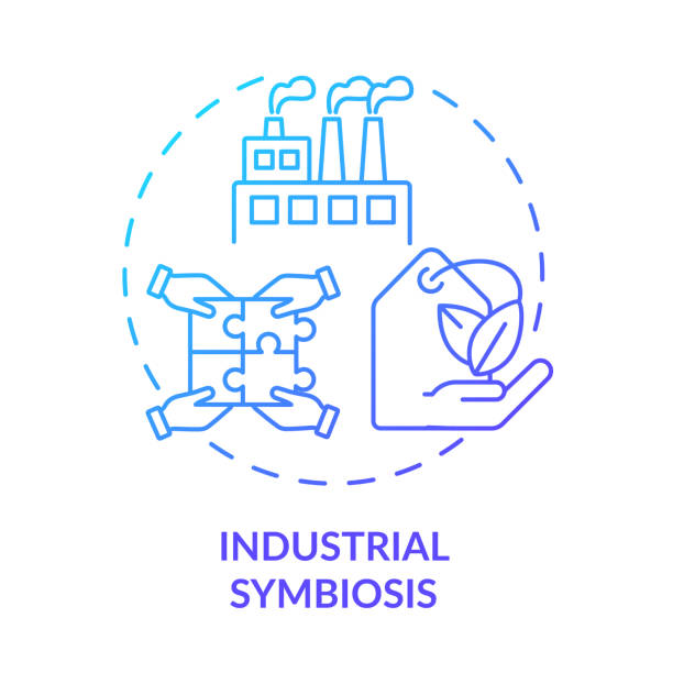 ilustrații de stoc cu simbioza industrială albastru gradient concept pictograma - relaţie de simbioză