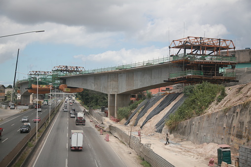 salvador, bahia, brazil - april 11, 2022: construction site for the expansion of the Salvador subway line in the BR 324 region