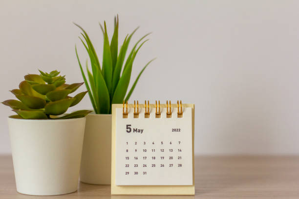 istock Desktop calendar for May 2022 for planning.Spring is in the yard. 1391063316