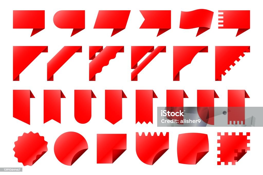 Corner Emblems Set Of Corner Ribbons Badges Folded Labels And Banners Stock ...