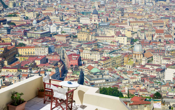 istock Top view at Naples city from restaurant terrace 1391064872