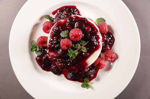 panna cotta with berries fruits