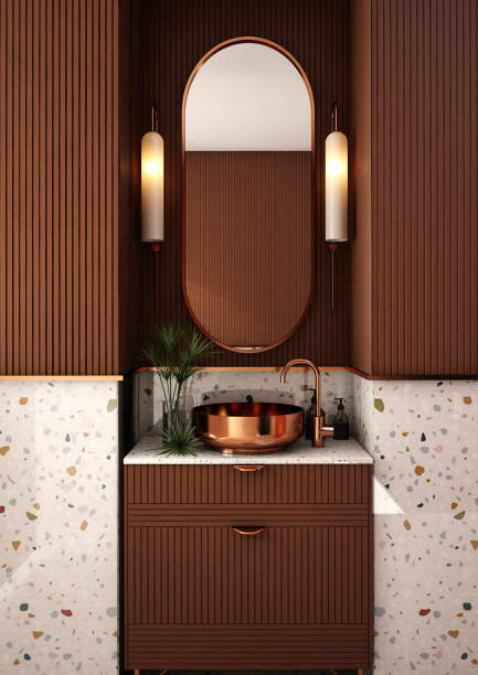 restroom interior design in contemporary style , 3d rendering,3d illustration