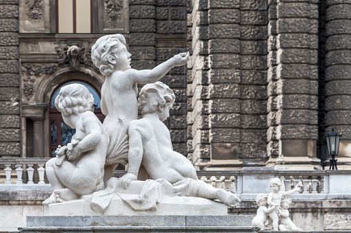 Playing children statue in Vienna, Austria