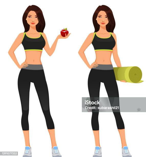 Set Of Young Woman In Different Sportswear Stock Illustration - Download  Image Now - Leggings, Women, Sports Clothing - iStock