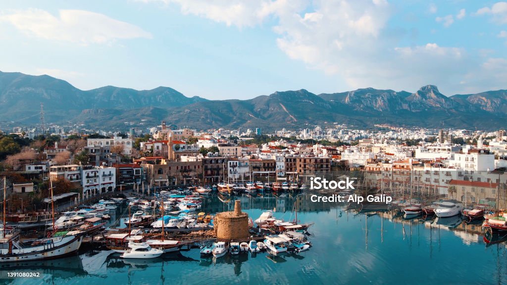 Old harbour in Kyrenia, North Cyprus Historical old harbour in Kyrenia, North Cyprus Republic Of Cyprus Stock Photo