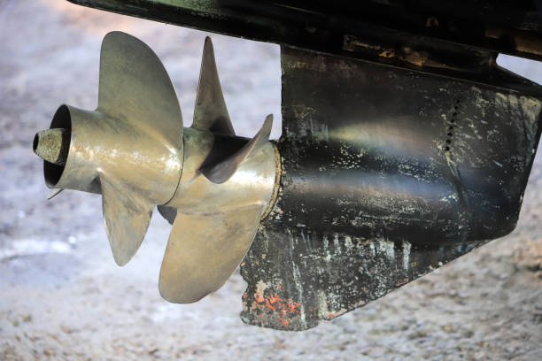 istock Screw motor boat on the motor engine 1391085461