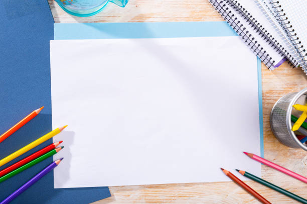 istock School stationery on wooden table 1391088471